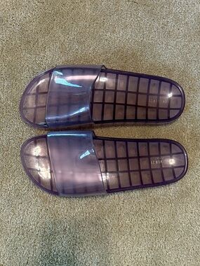 Forever 21 Clear Purple Transparent Slide Sandals